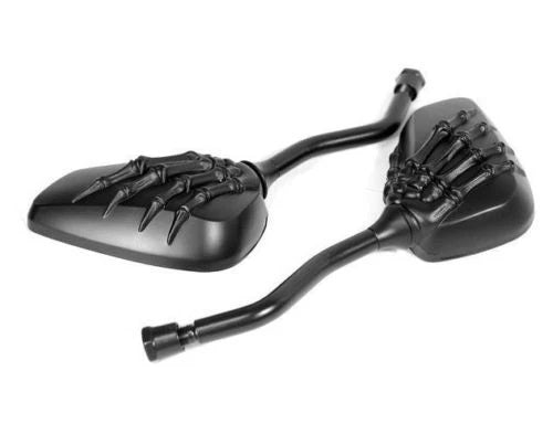Motorcycle Skeleton Skull Hand Claw Side Rear View Mirrors 8mm to 10mm Street Sports Bike Chopper Cruiser