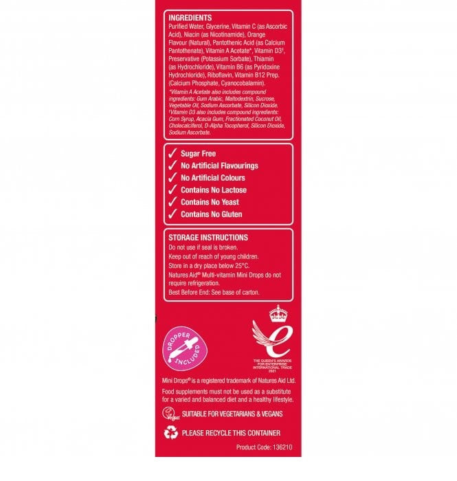 Natures Aid Mini Drops Multivitamin for Infants and Children