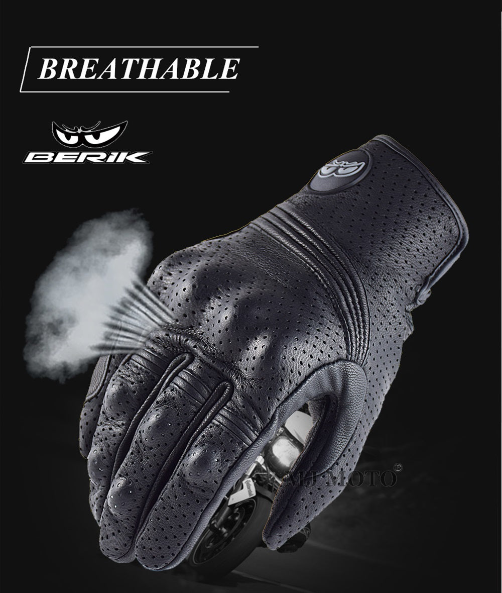 Motorcycle Leather Gloves, Black Classic Retro, Motorbike Gloves, able to Touch Screen