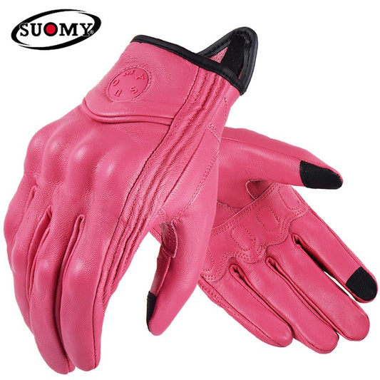 Motorcycle Vintage Leather Gloves by Suomy, Unisex for Men and Women