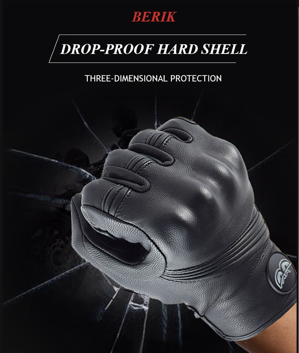 Motorcycle Leather Gloves, Black Classic Retro, Motorbike Gloves, able to Touch Screen