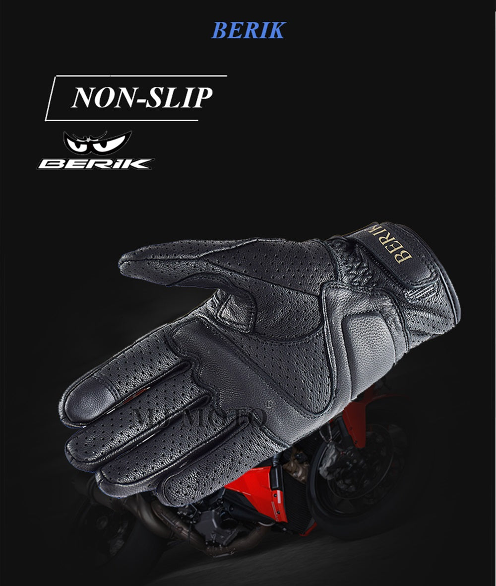 Motorcycle Leather Gloves, Black Classic Retro, Motorbike Gloves, able to Touch Screen