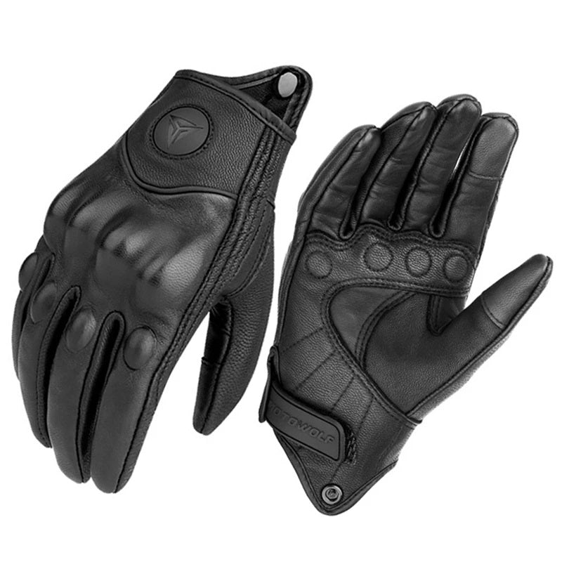 Motorcycle Gloves, Genuine Goatskin Leather, Touch Screen, Fist Joint Protection