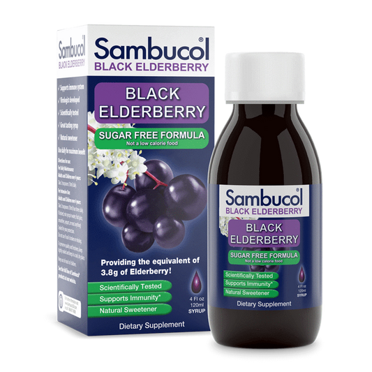 Sambucol Black Elderberry Syrup, Sugar Free Formula, 4 fl oz 120 ml