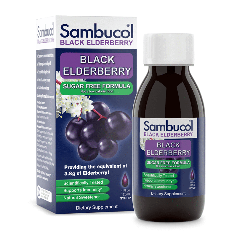 Sambucol Black Elderberry Syrup, Sugar Free Formula, 4 fl oz 120 ml