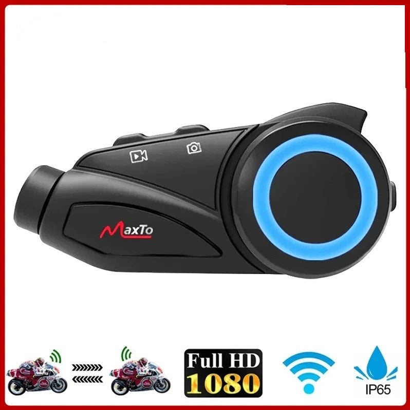 Motorcycle Bluetooth Helmet Headset with Intercom, Waterproof Lens, WiFi Video Recorder, Universal Pairing, Interphone, & DVR